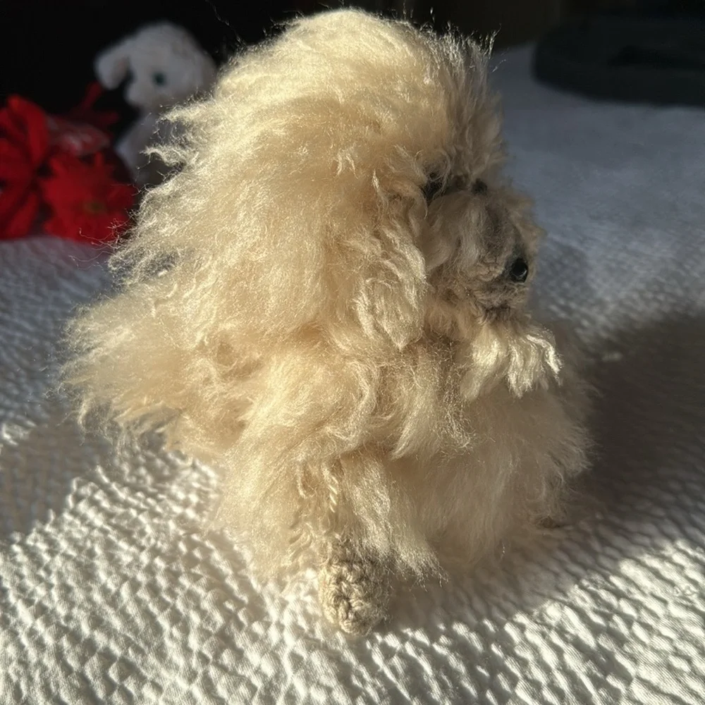 Handmade Fluffy Cream Plush Dog Toy